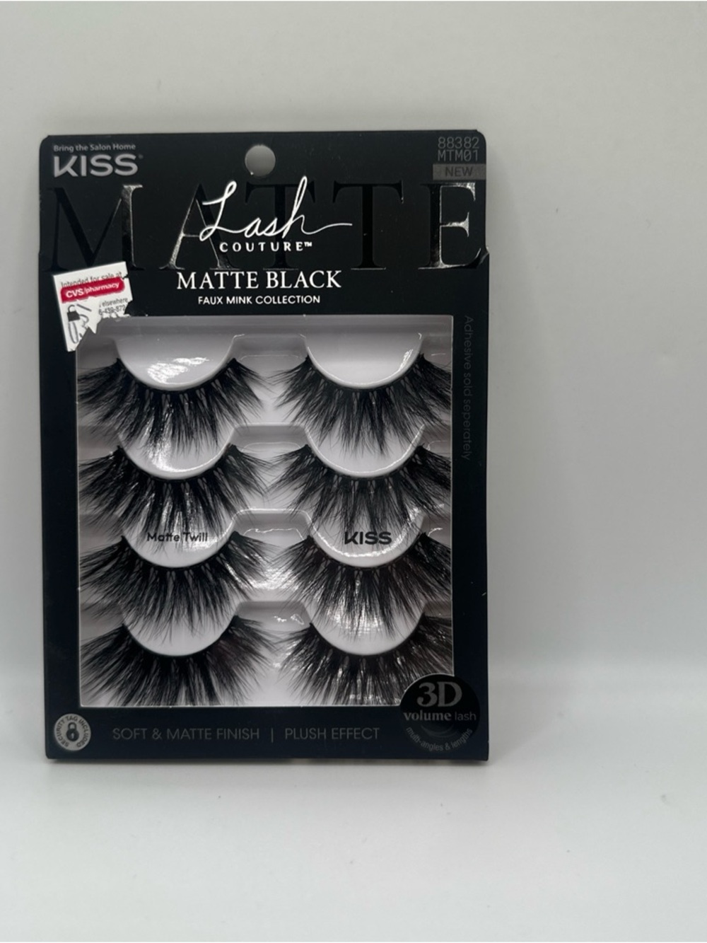 Kiss Matte Black 3D Faux Mink Volume Lashes - 5 Pairs